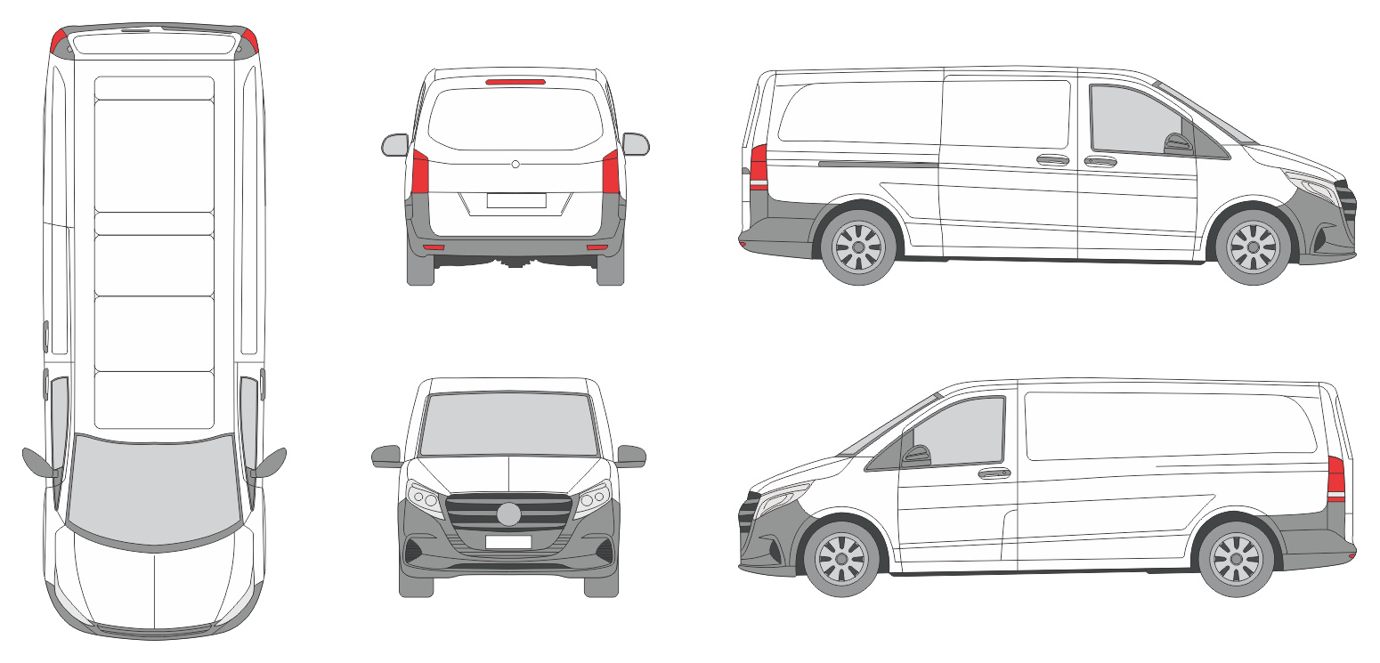 Mercedes Benz Vito 2024 Superlong Liftgate Slide Door R Van Template