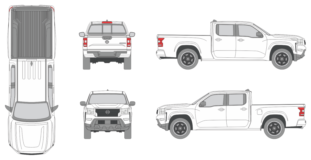 Nissan Frontier 2021 Crew Cab Pickup Template