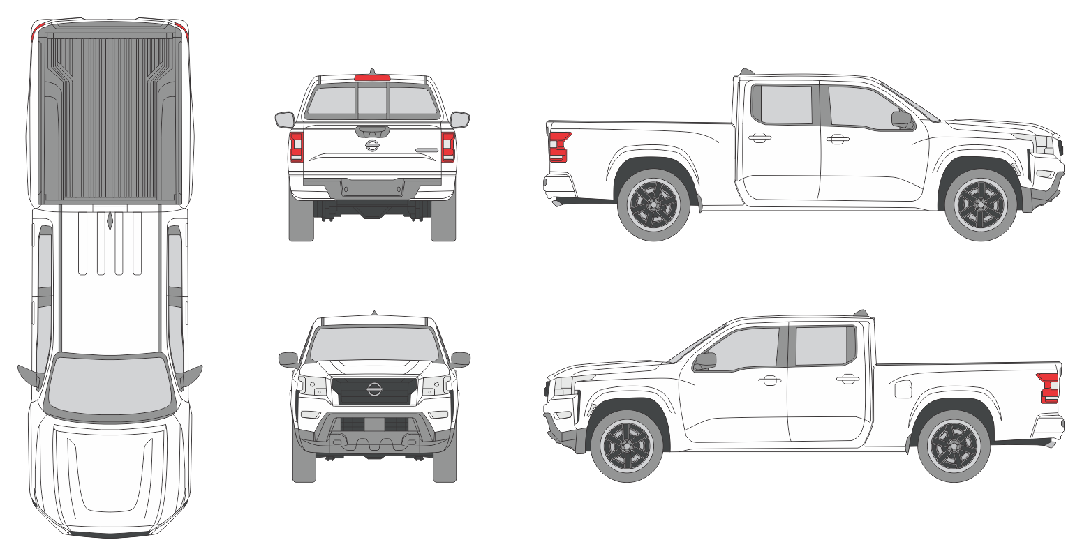 Nissan Frontier 2021 Crew Cab Pickup Template