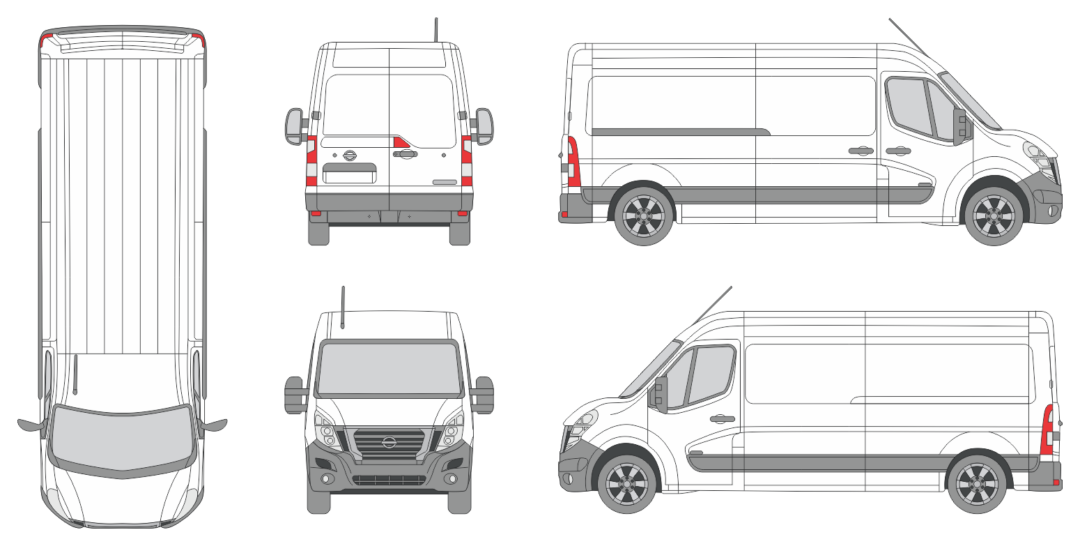 Nissan Interstar FWD 2021 Long Med-High Slide Door R Van Template