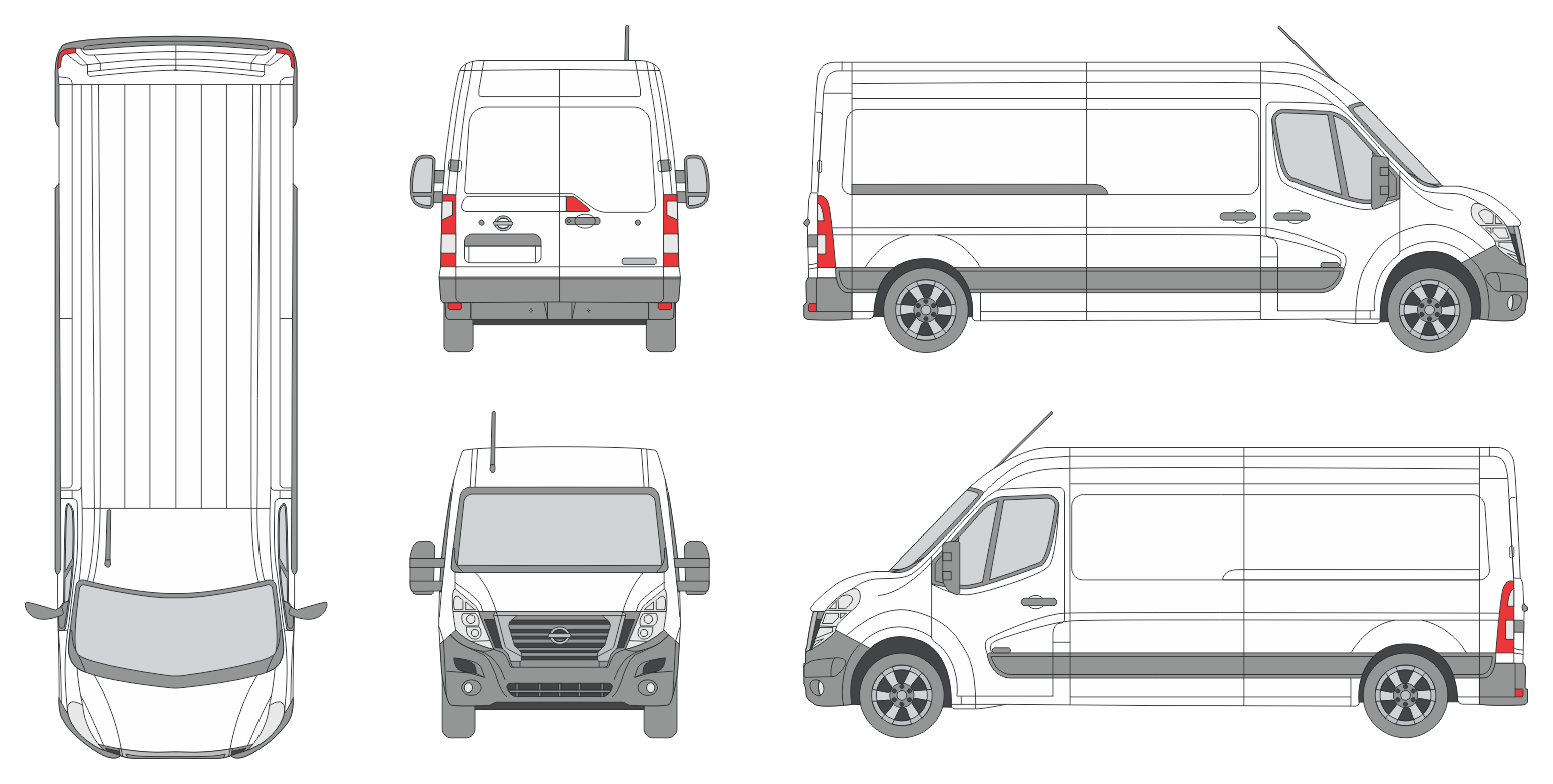 Nissan Interstar FWD 2021 Long Med-High Slide Door R Van Template