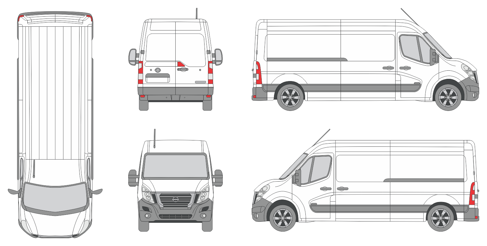 Nissan Interstar FWD 2021 Long Med-High Slide Door RL Van Template