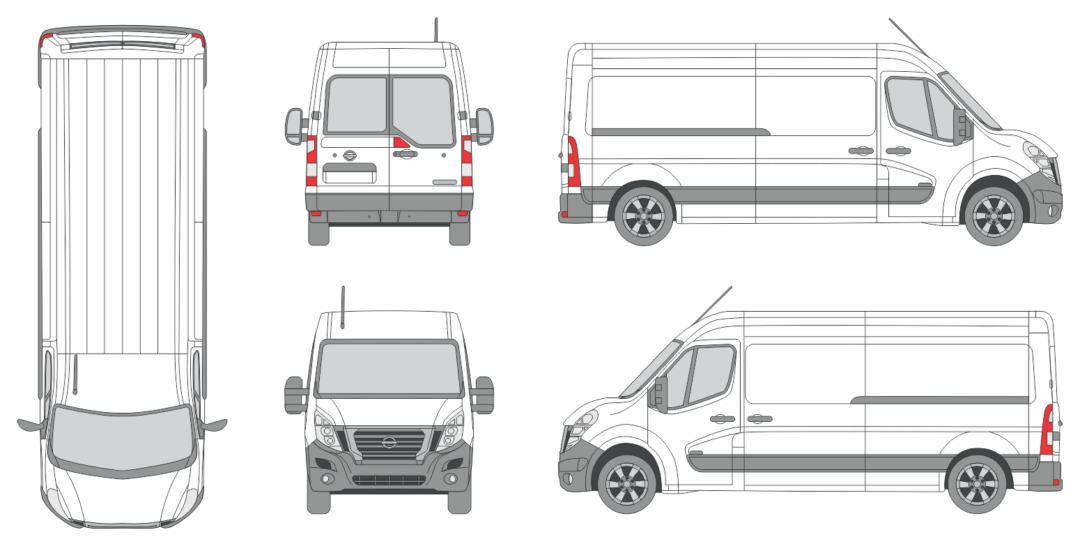 Nissan Interstar FWD 2021 Long Med-High Window Slide Door RL Van Template