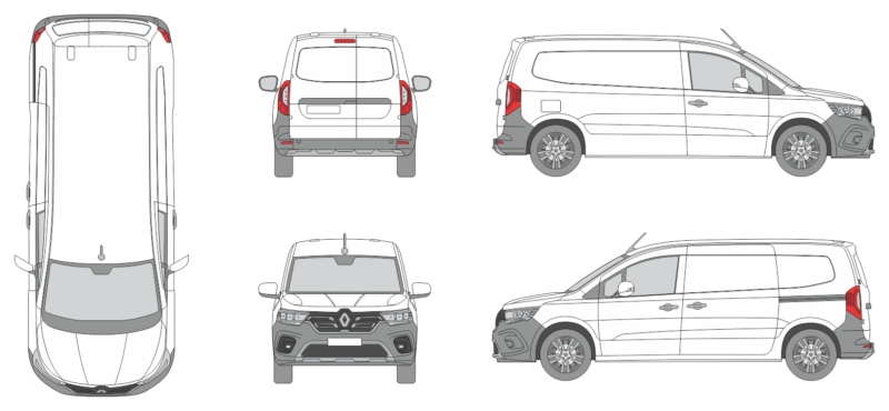 Renault Kangoo Rapid 2022 Long Slide Door R Van Template