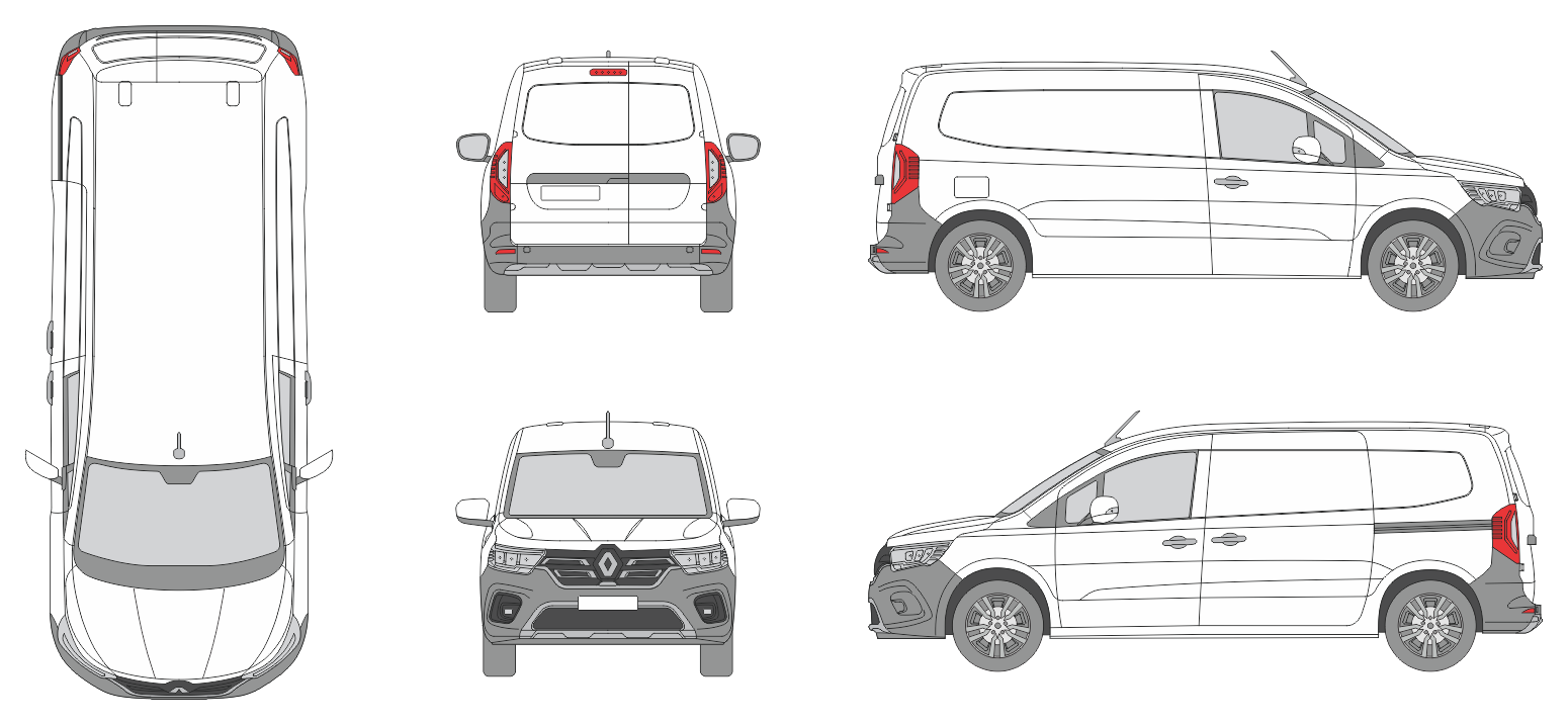 Renault Kangoo Rapid 2022 Long Slide Door R Van Template