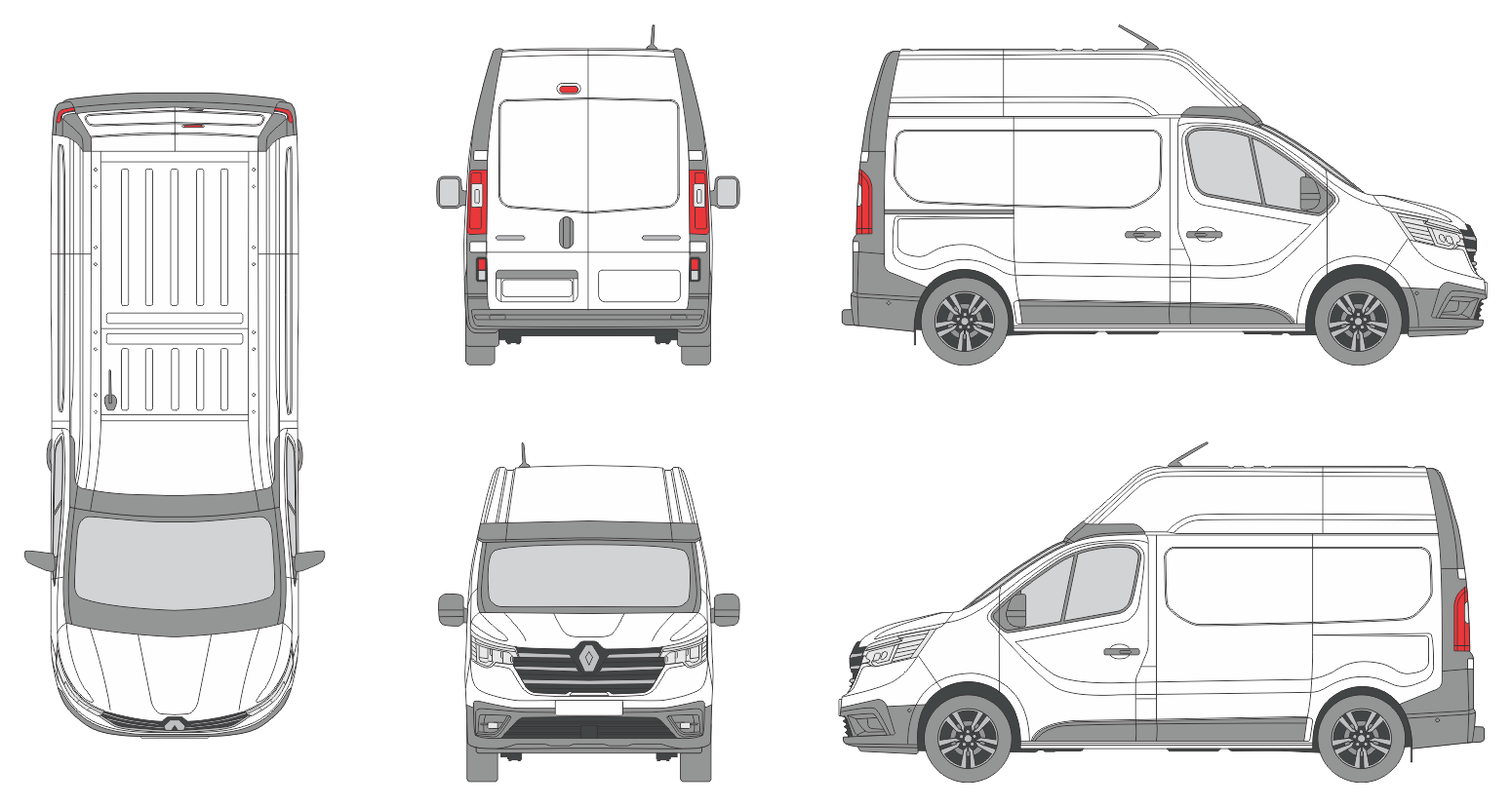 Renault Trafic 2021 Short High Slide Door R Van Template