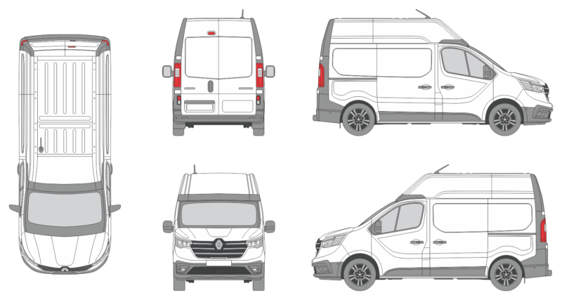 Renault Trafic 2021 Short High Slide Door RL Van Template