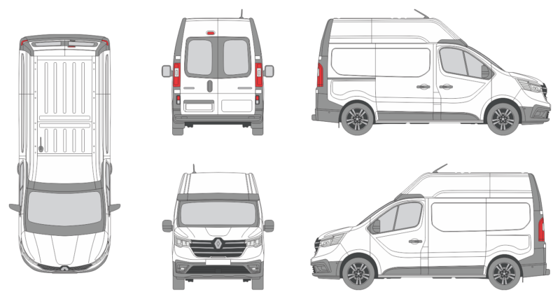 Renault Trafic 2021 Short High Window Slide Door R Van Template