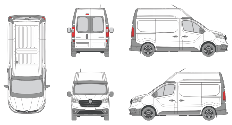 Renault Trafic 2021 Short High Window Slide Door RL Van Template