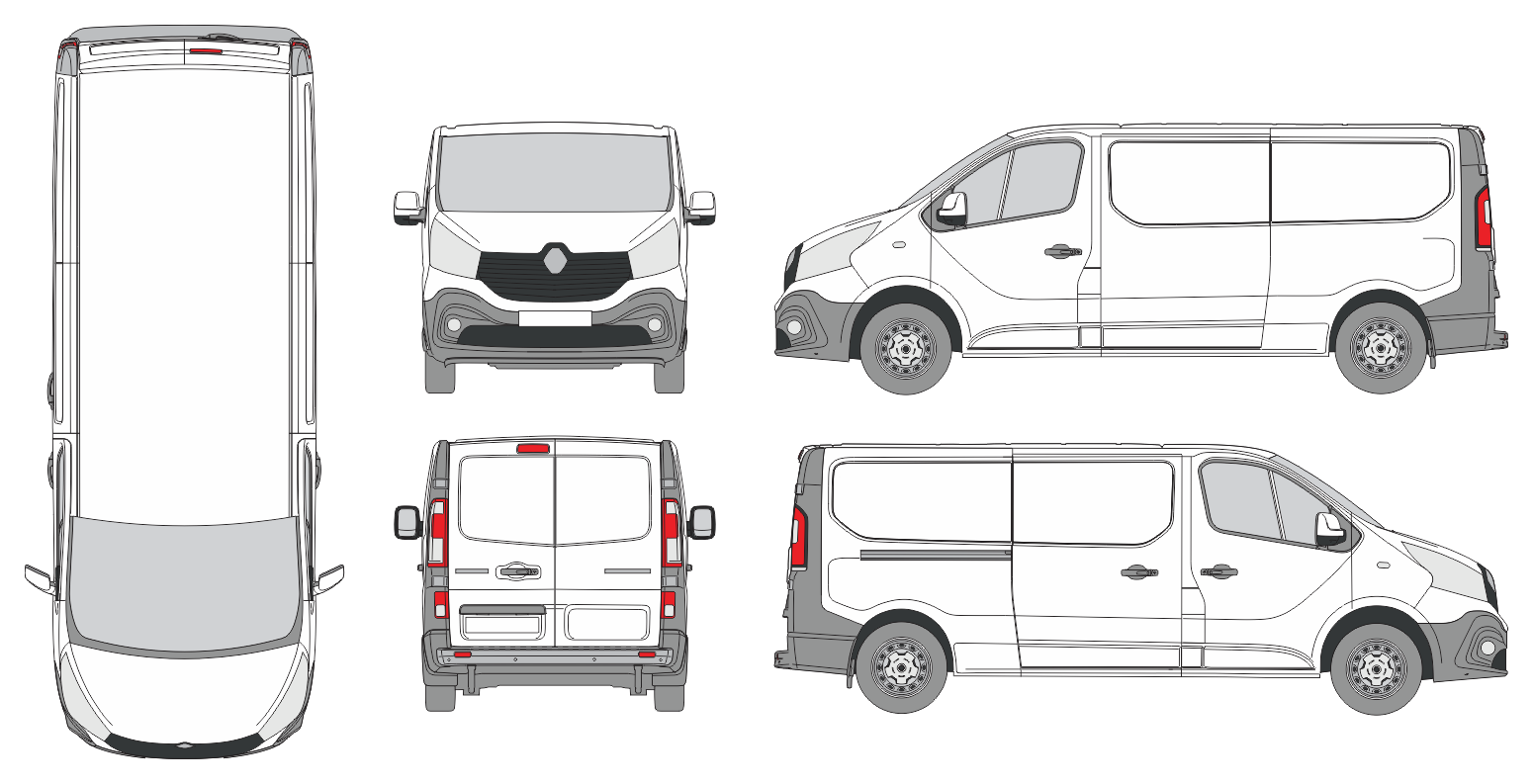 Renault Trafic 2014 Long Van Template