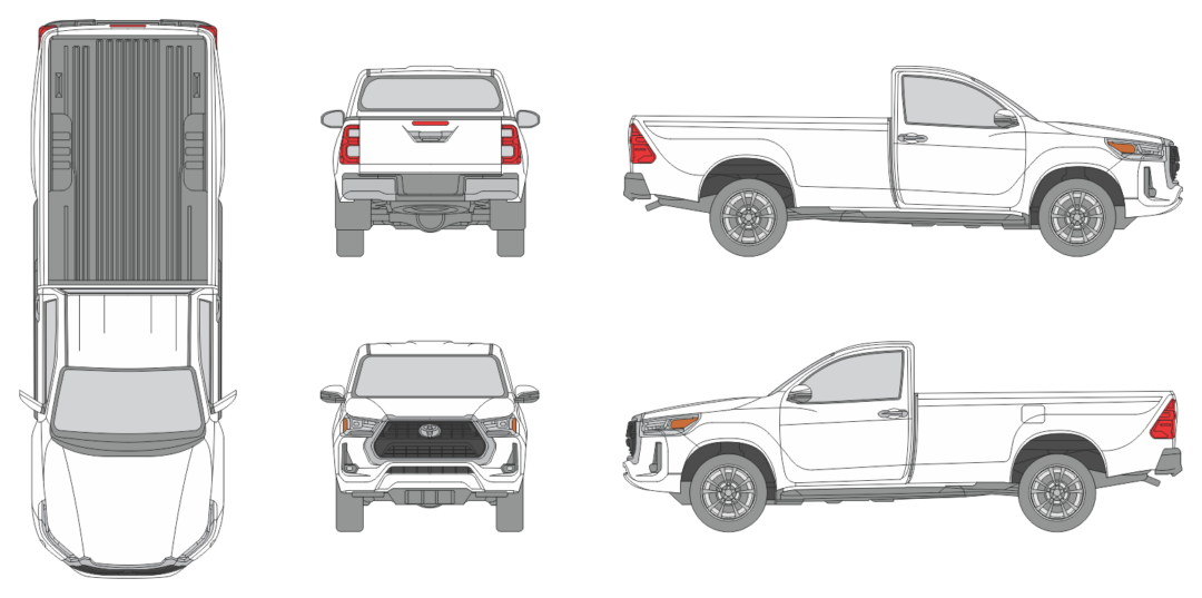 Toyota Hilux 2020 Conventional Cab Pickup Template