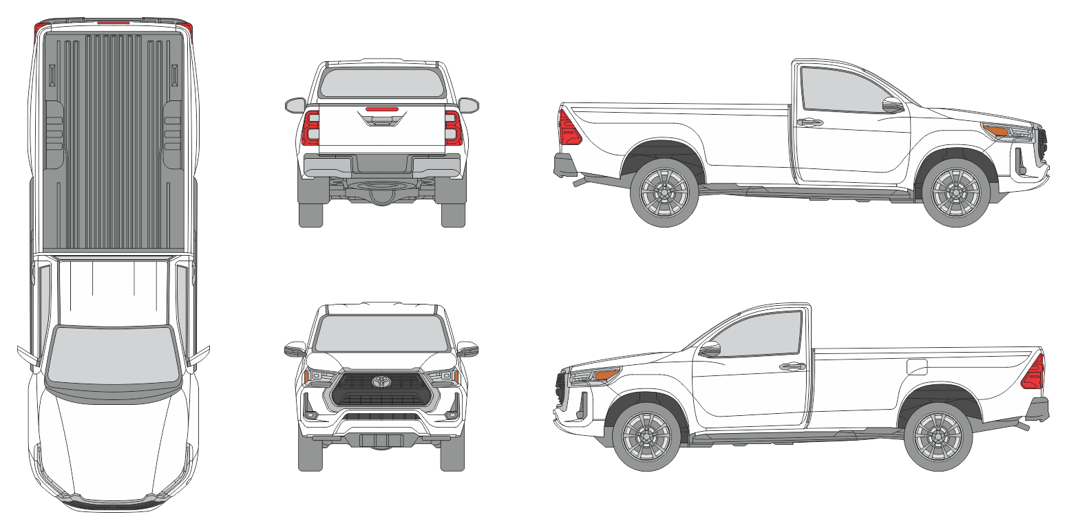 Toyota Hilux 2020 Conventional Cab Pickup Template