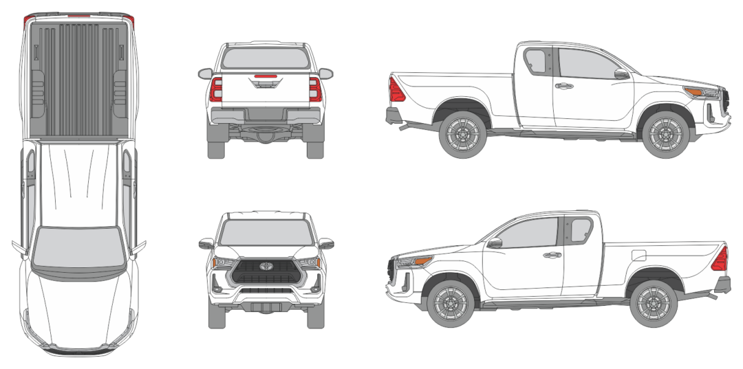 Toyota Hilux 2020 Extended Cab Pickup Template