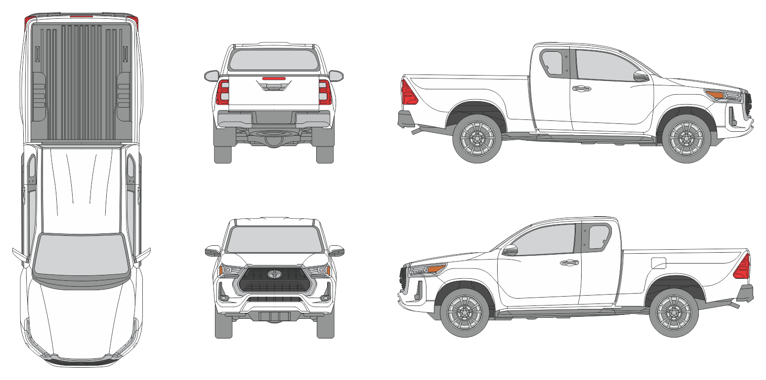 Toyota Hilux 2020 Extended Cab Pickup Template