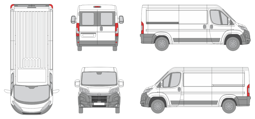 Vauxhall Movano 2024 Short Window Slide Door R Van Template