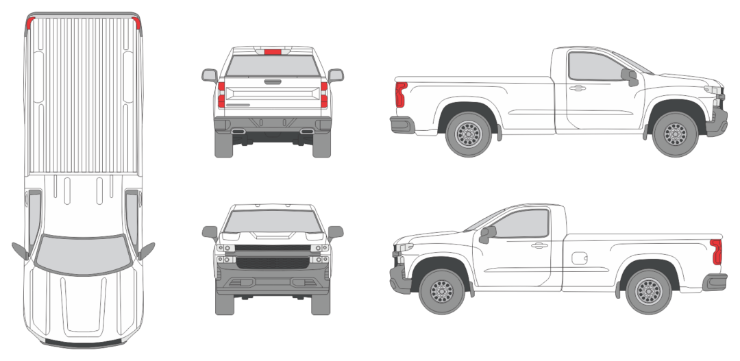 Chevrolet Silverado 2019 Long Bed Pickup Template