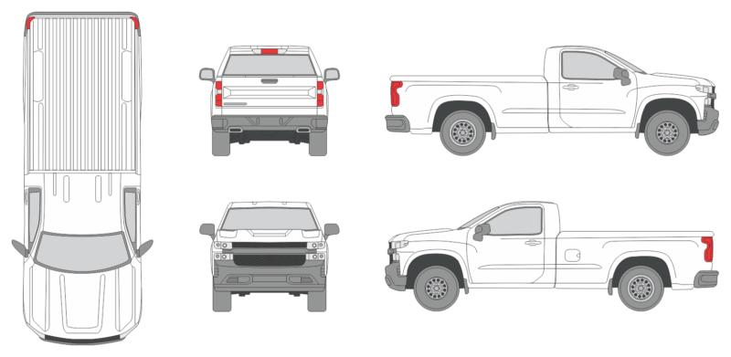 Chevrolet Silverado 2019 Long Bed Pickup Template