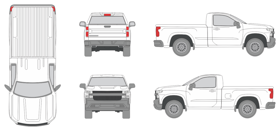 Chevrolet Silverado 2019 Standard Box Pickup Template