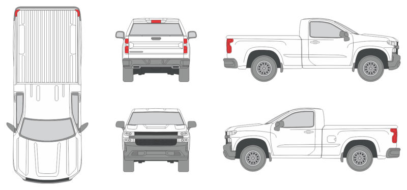 Chevrolet Silverado 2019 Standard Box Pickup Template