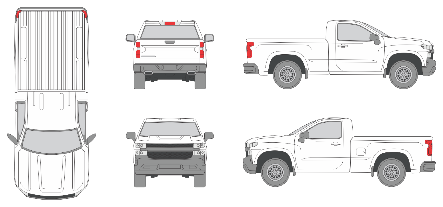 Chevrolet Silverado 2019 Standard Box Pickup Template