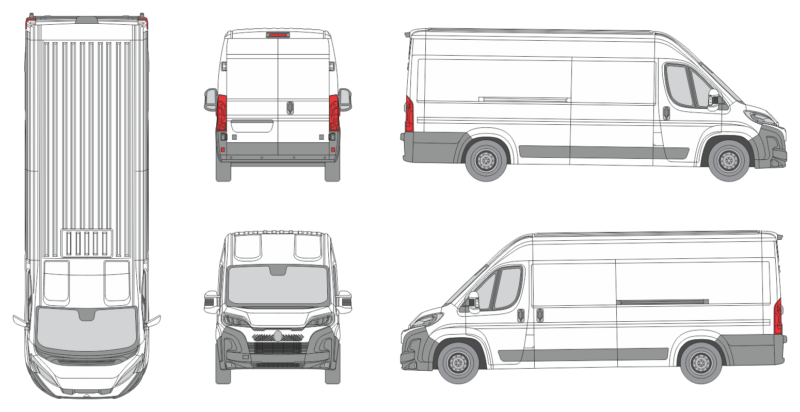 Citroen Jumper 2024 Long Med-High Slide Door L Van Template