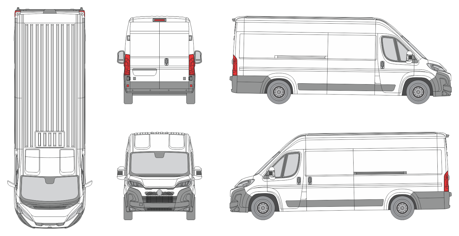 Citroen Jumper 2024 Long Med-High Slide Door L Van Template