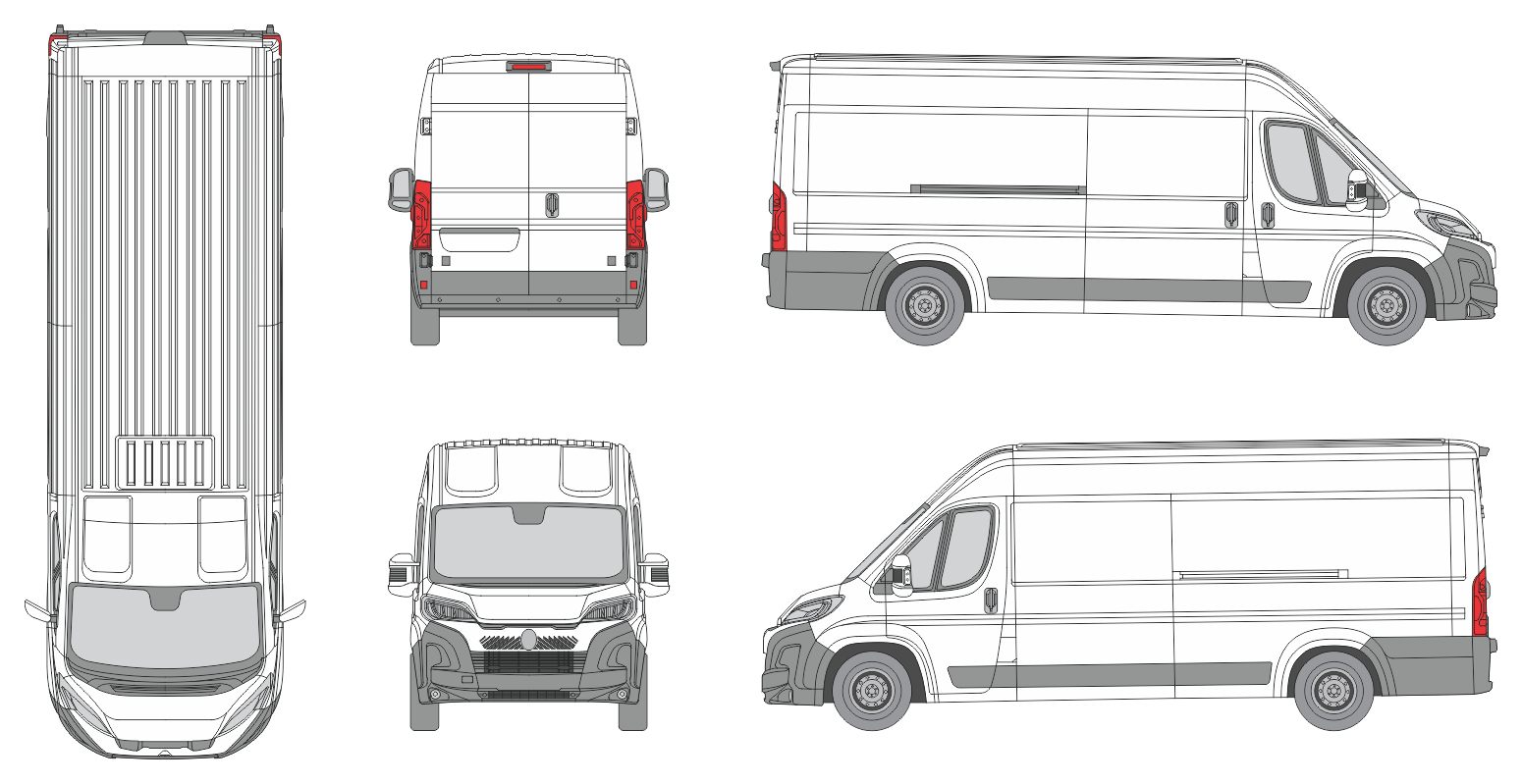 Citroen Jumper 2024 Long Med-High Slide Door R Van Template