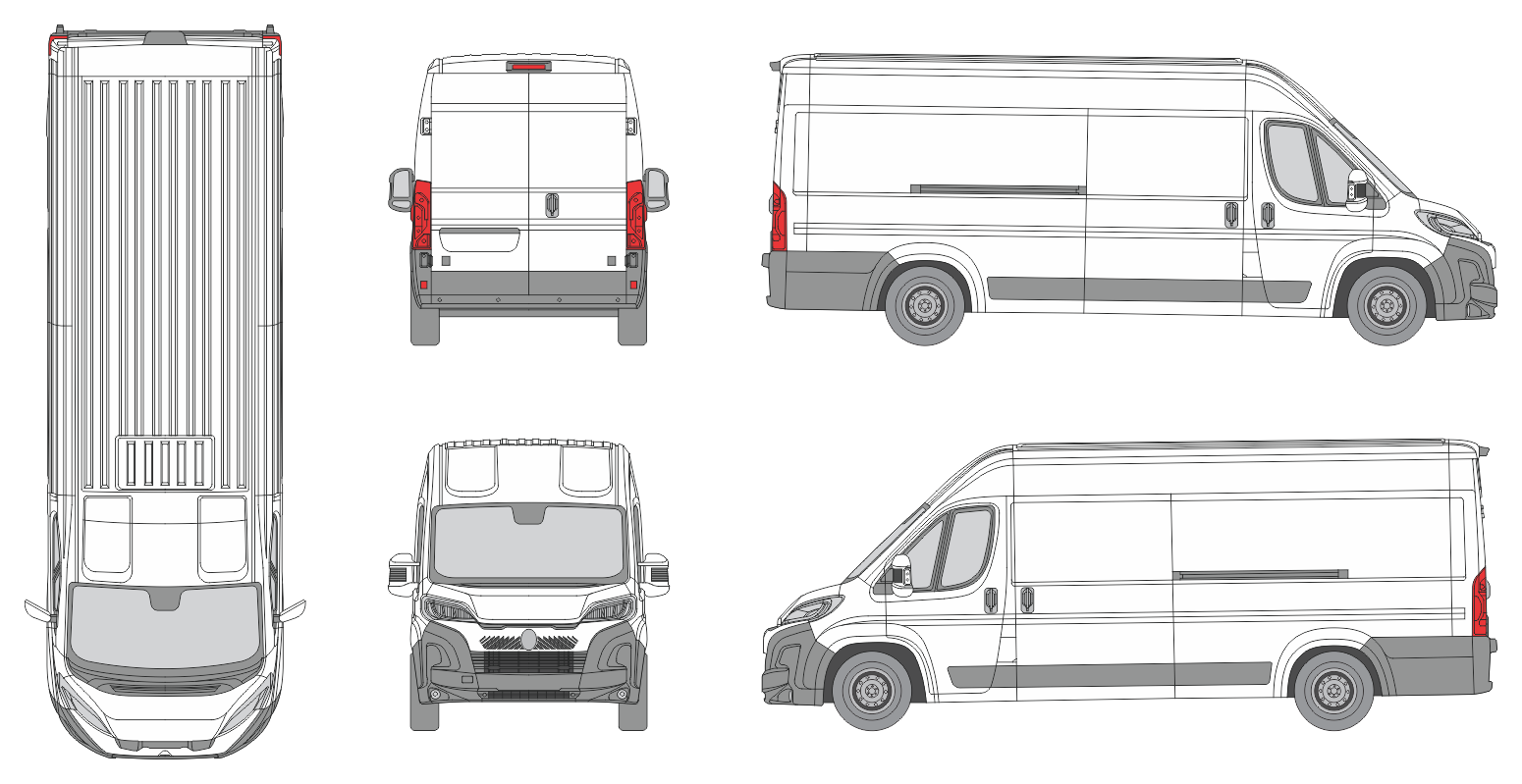 Citroen Jumper 2024 Long Med-High Slide Door RL Van Template