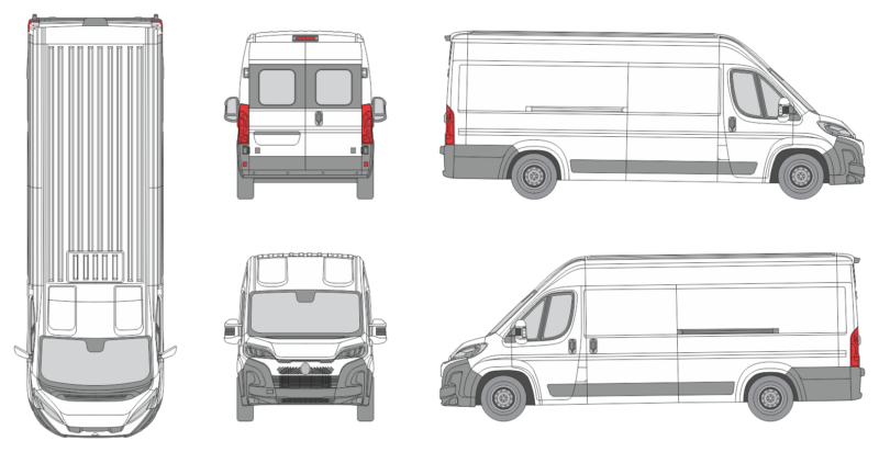 Citroen Jumper 2024 Long Med-High Window Slide Door L Van Template