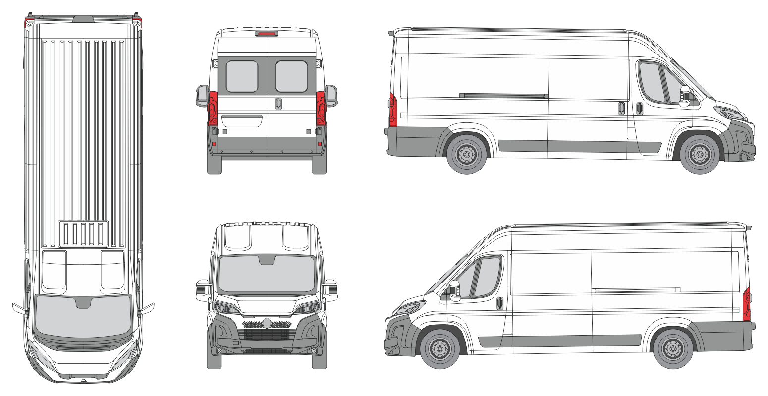 Citroen Jumper 2024 Long Med-High Window Slide Door R Van Template