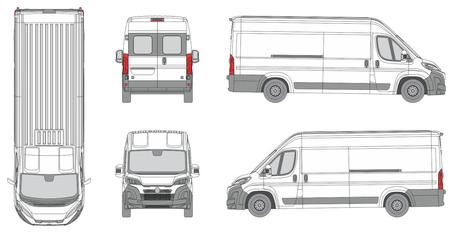 Citroen Jumper 2024 Long Med-High Window Slide Door RL Van Template