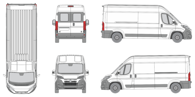 Citroen Jumper 2024 Med-Long Med-High Window Slide Door L Van Template