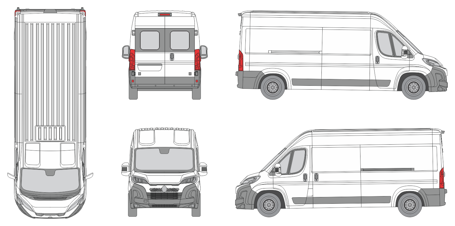 Citroen Jumper 2024 Med-Long Med-High Window Slide Door L Van Template