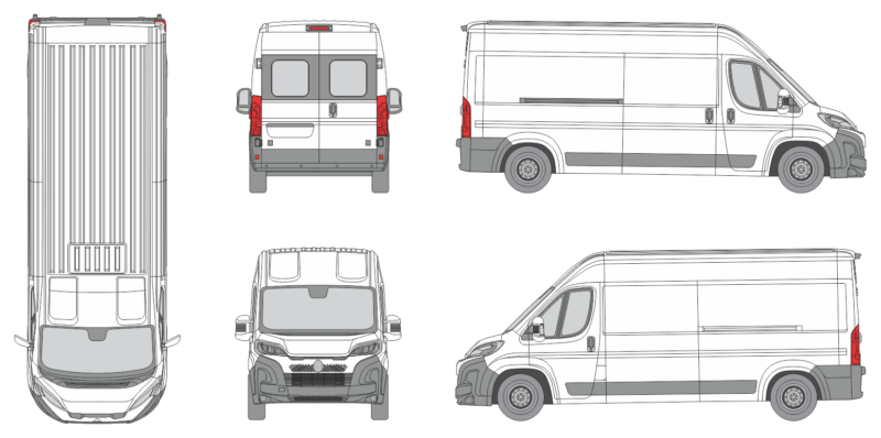 Citroen Jumper 2024 Med-Long Med-High Window Slide Door R Van Template