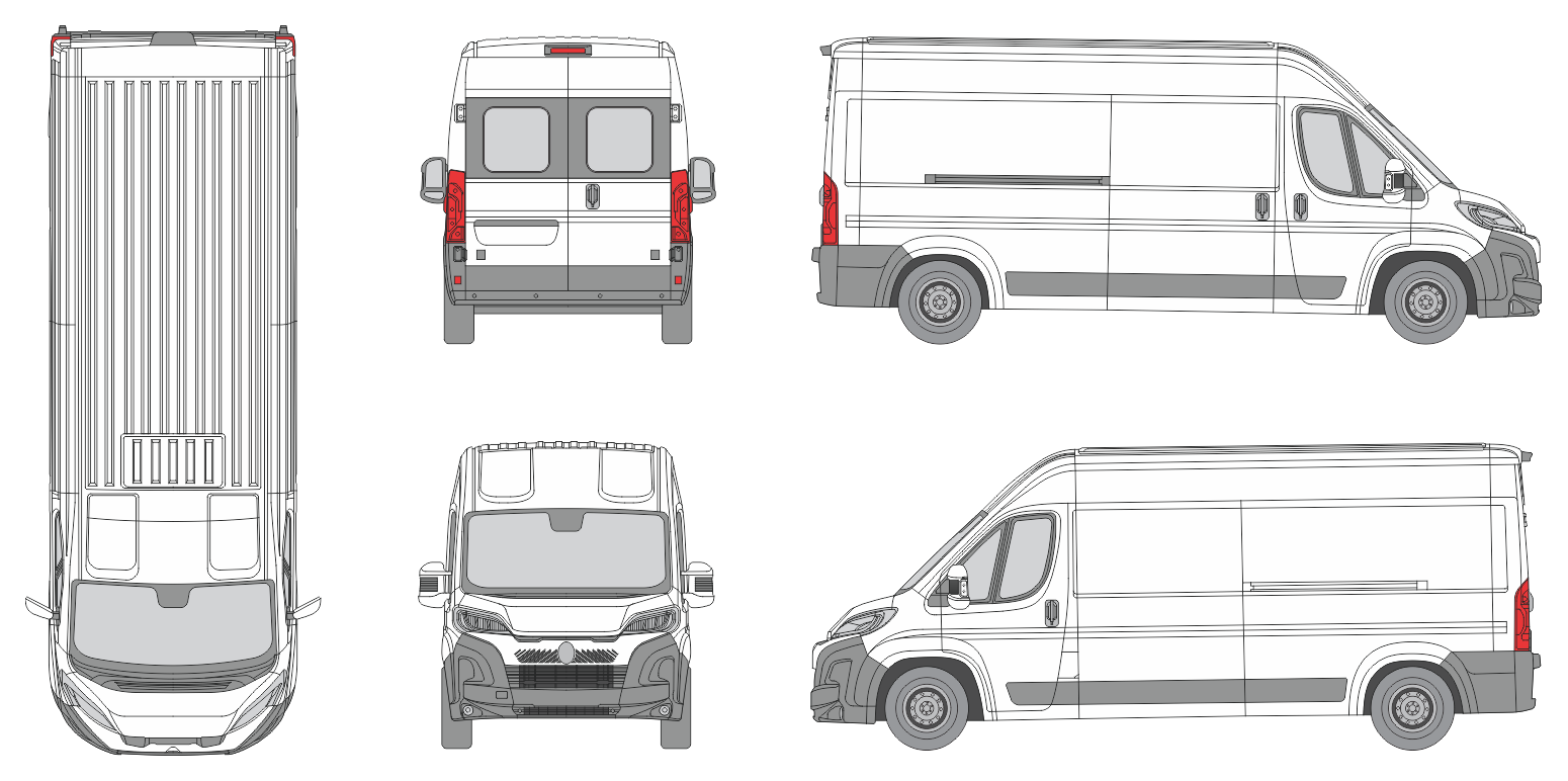 Citroen Jumper 2024 Med-Long Med-High Window Slide Door R Van Template