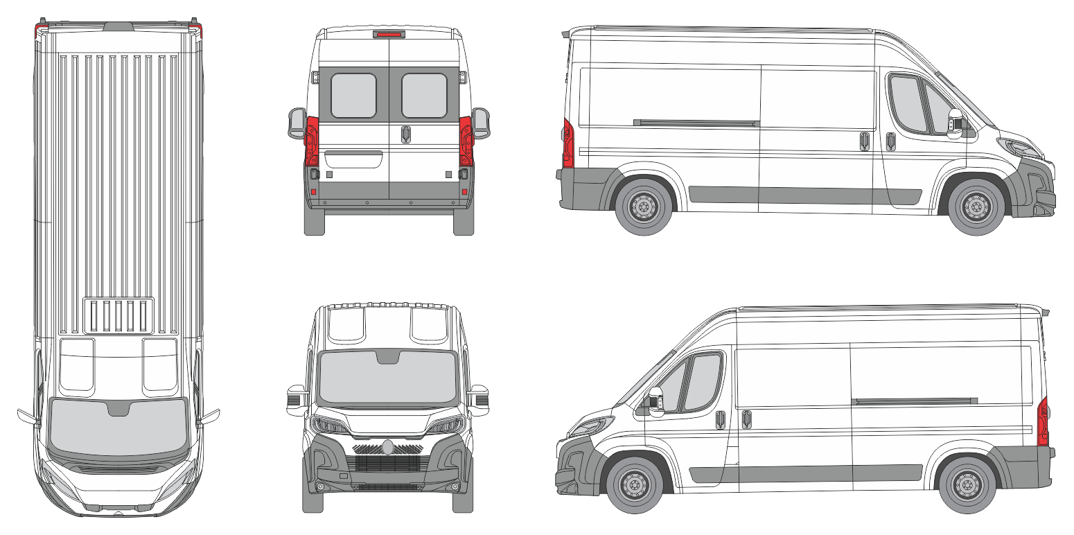 Citroen Jumper 2024 Med-Long Med-High Window Slide Door RL Van Template