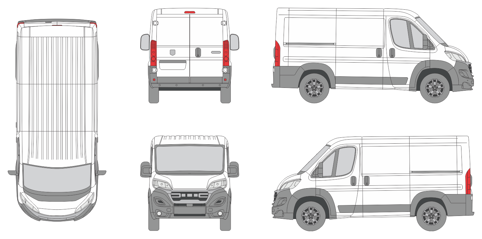 Dodge Ram Promaster 2023 Compact Slide Door RL Van Template