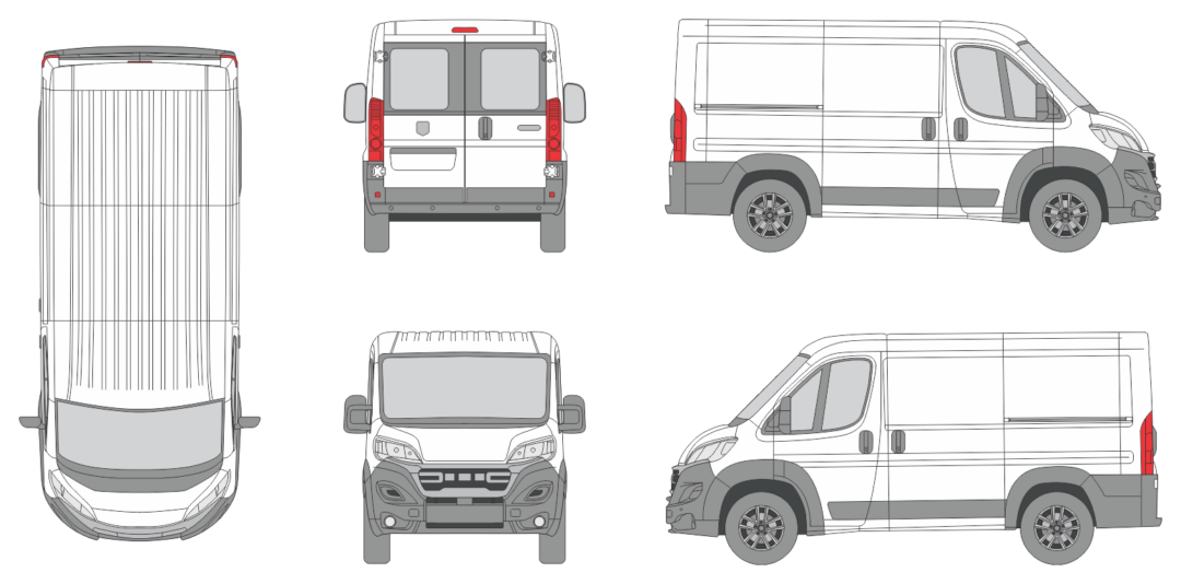 Dodge Ram Promaster 2023 Compact Window Slide Door RL Van Template