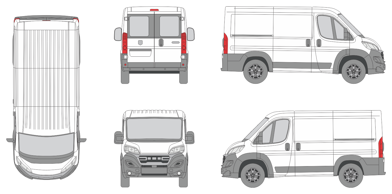 Dodge Ram Promaster 2023 Compact Window Slide Door RL Van Template