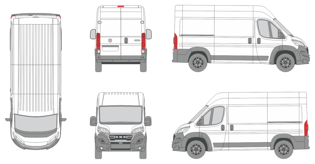 Dodge Ram Promaster 2023 Med-Long High Roof Slide Door RL Van Template