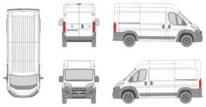 Dodge Ram Promaster 2023 Med-Long High Roof Slide Door RL Van Template