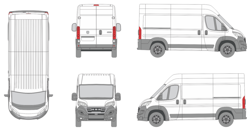 Dodge Ram Promaster 2023 Med-Long High Roof Slide Door RL Van Template