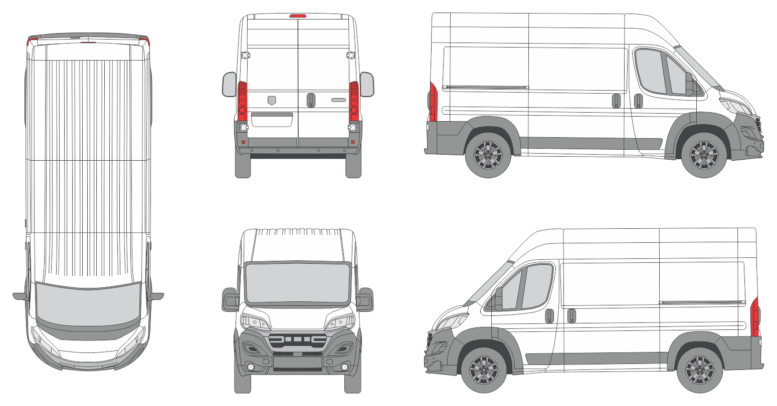 Dodge Ram Promaster 2023 Med-Long High Roof Slide Door RL Van Template