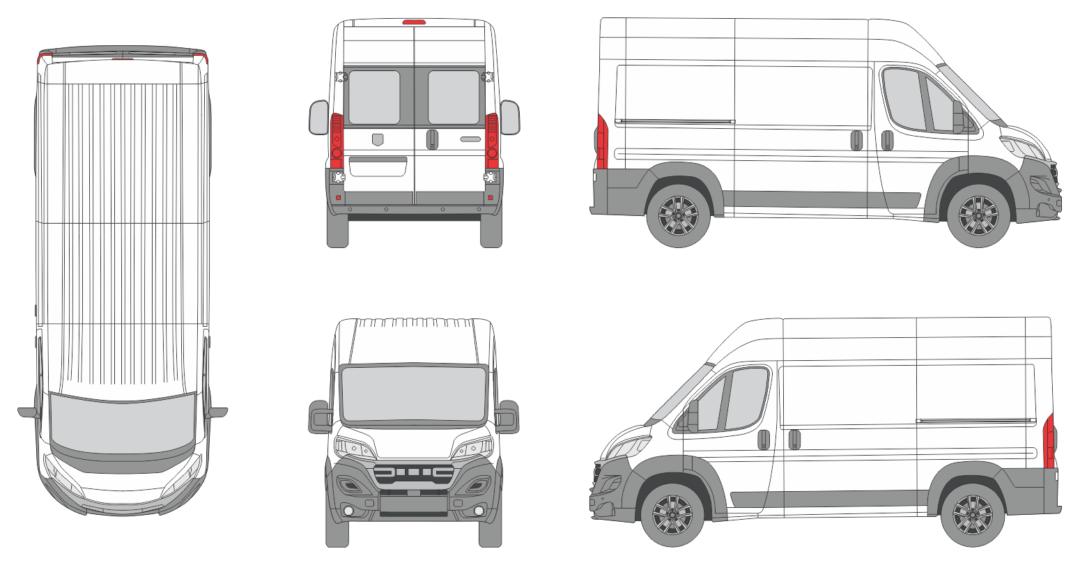 Dodge Ram Promaster 2023 Med-Long High Roof Window Slide Door RL Van Template