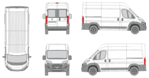 Dodge Ram Promaster 2023 Med-Long High Roof Window Slide Door RL Van Template