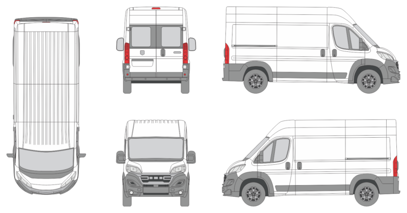 Dodge Ram Promaster 2023 Med-Long High Roof Window Slide Door RL Van Template