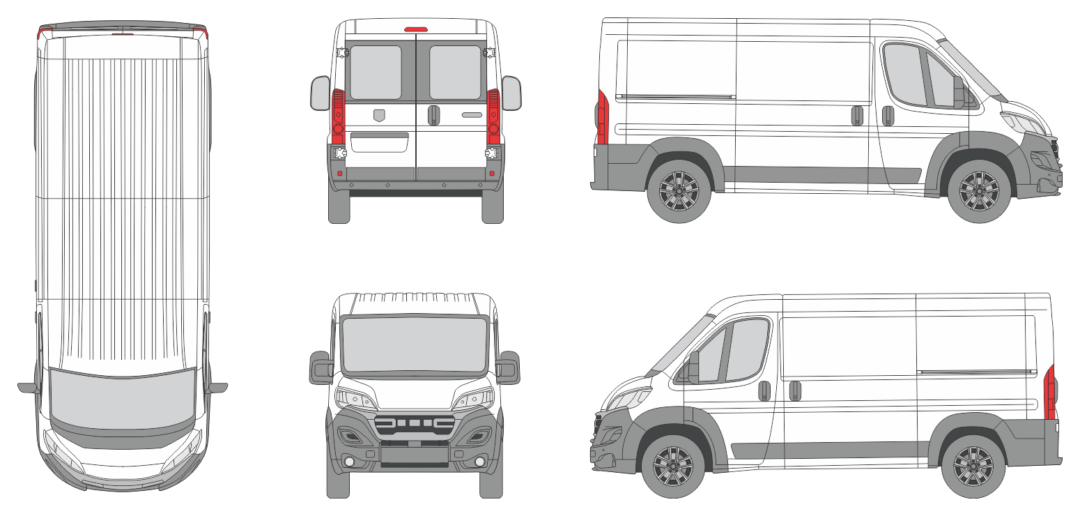 Dodge Ram Promaster 2023 Med-Long Window Slide Door RL Van Template