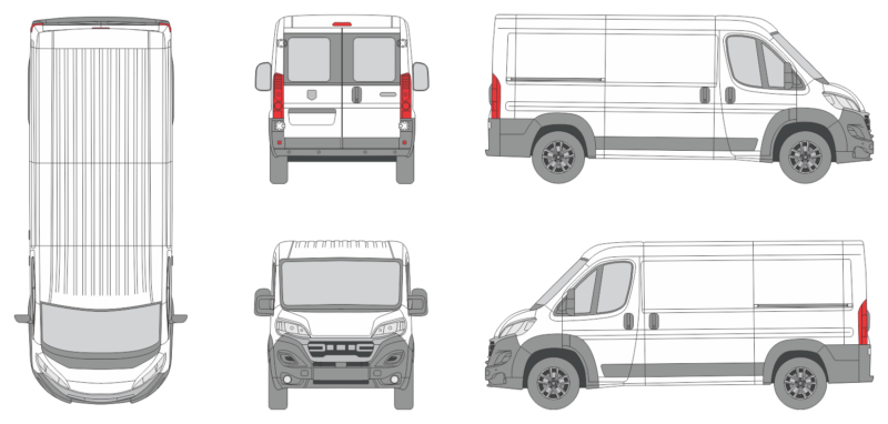 Dodge Ram Promaster 2023 Med-Long Window Slide Door RL Van Template