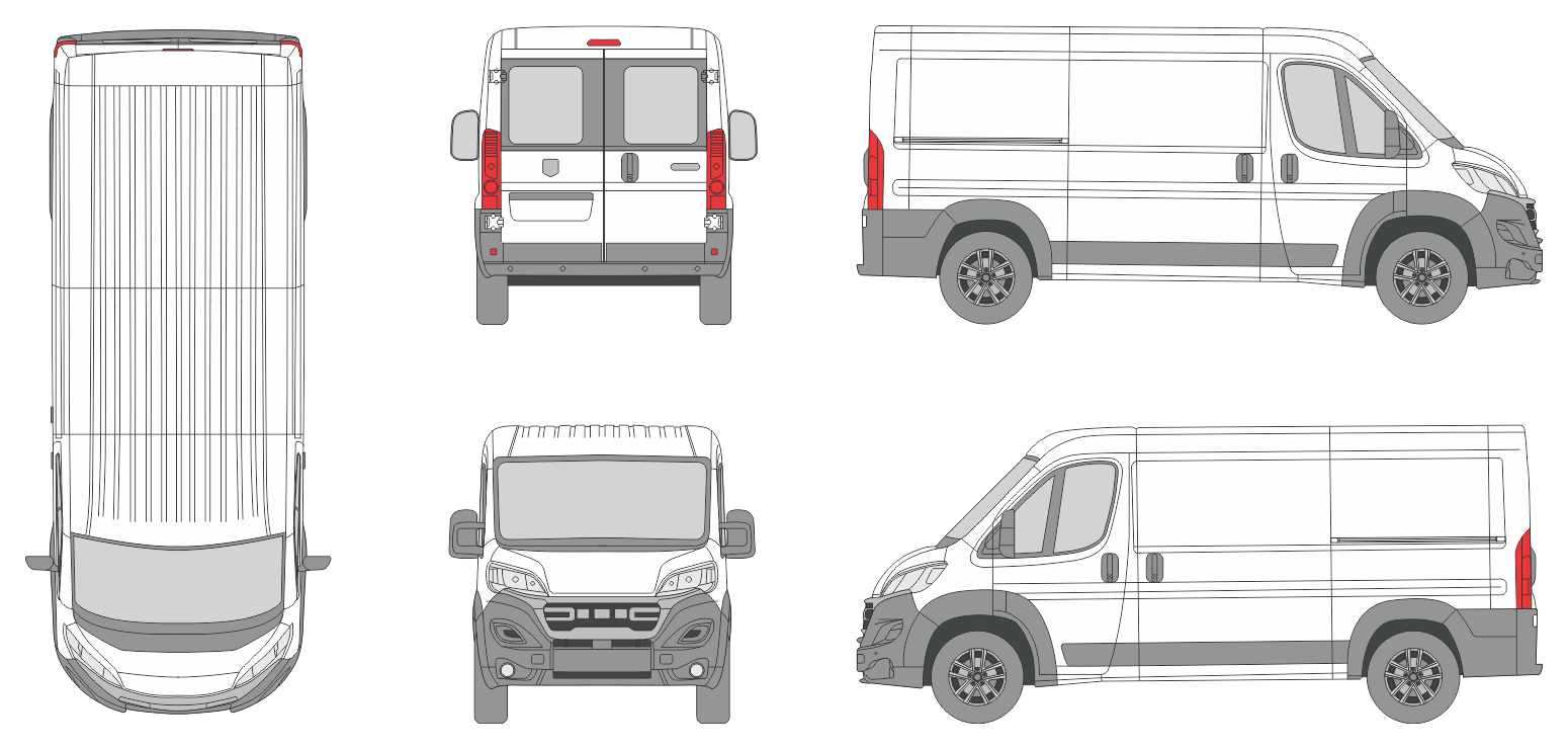 Dodge Ram Promaster 2023 Med-Long Window Slide Door RL Van Template