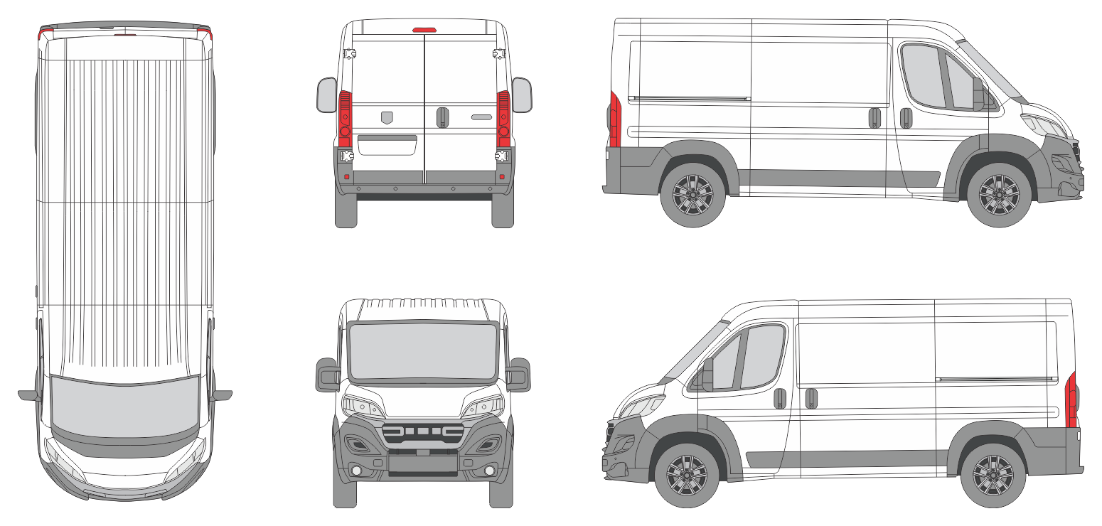 Dodge Ram Promaster 2023 Short Slide Door RL Van Template